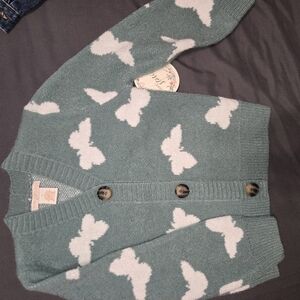 Girls Green Cardigan Sweater